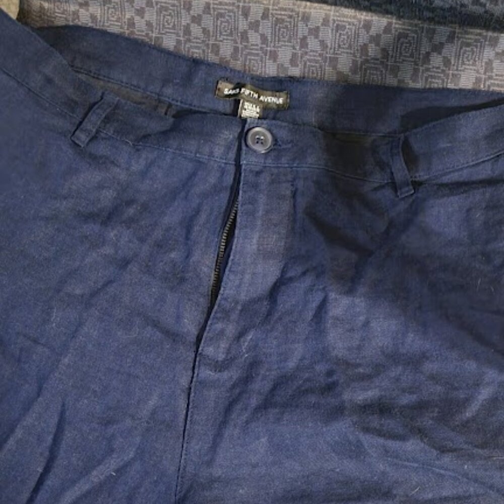 Sak's Fifth Avenue Navy Blue Linen Pants for Men